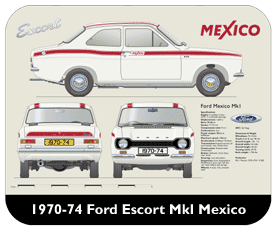 Ford Escort MkI Mexico 1970-74 (Red) Place Mat, Small